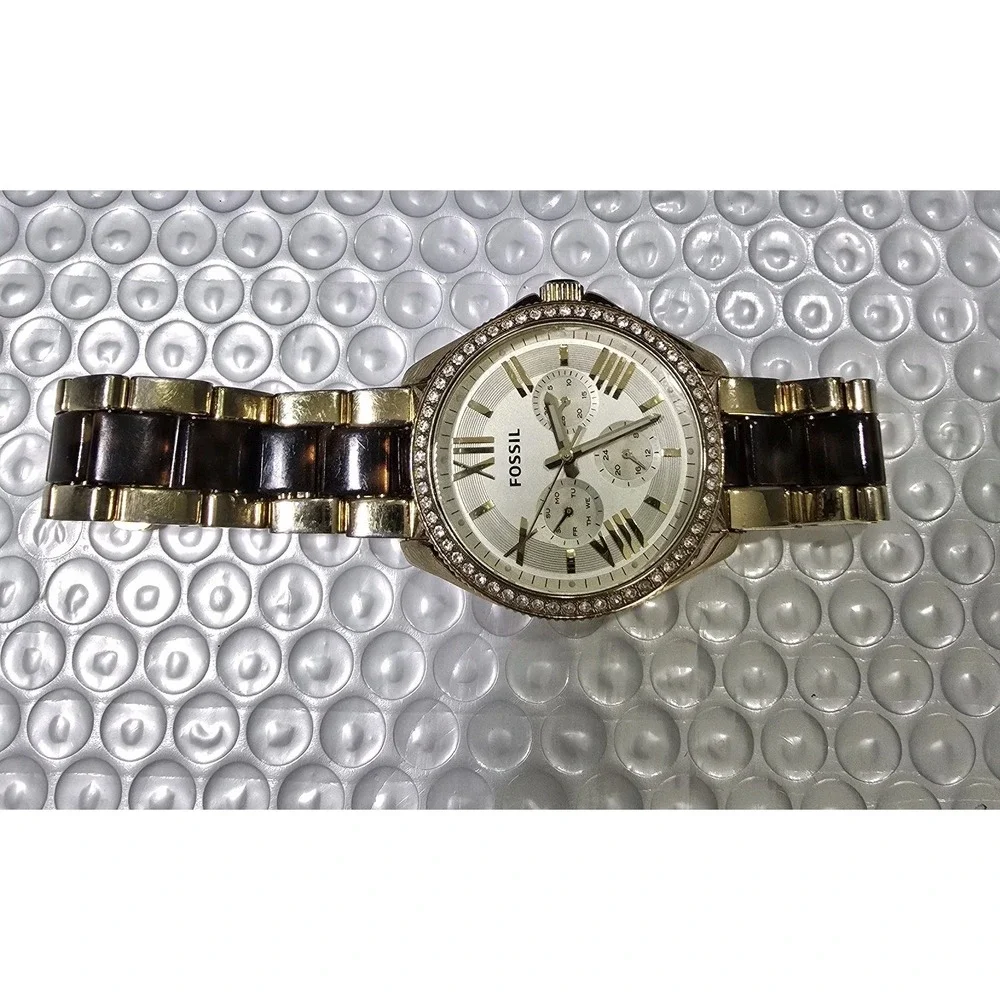 Fossil Women's Vintage Tortoise Acrylic Gold-Toned Watch UNTESTED Parts Only